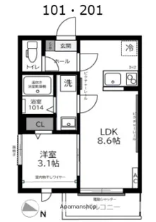 ガーデンヒルズ宮原【1階】の間取り