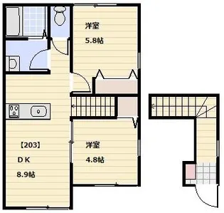 グリーンパークⅢ【203号室号室】の間取り