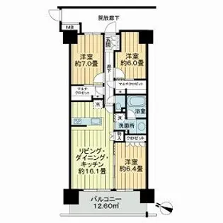 プレミアムプレイス草加松原【9階】の間取り