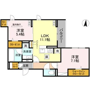 FORTUNA DUO【101号室】の間取り