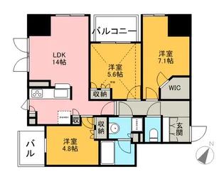 コンフォリア大宮【5階】の間取り