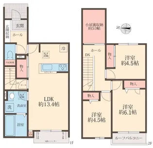 埼玉県さいたま市見沼区大字南中丸【タウンハウス】の間取り