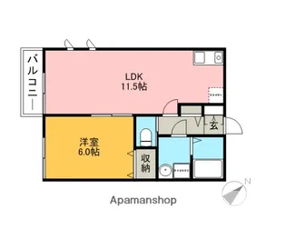ハピネス【201号室】の間取り