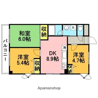 オークパレス【4階】の間取り