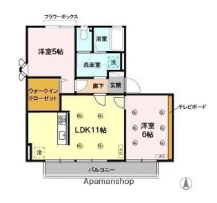 パラシオン中尾Ⅲ【2階】の間取り
