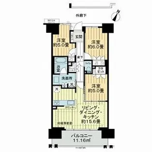 ライオンズ北浦和ステーションレジデンス【15階】の間取り