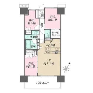 ザ・パークハウス南浦和フロント【9階】の間取り
