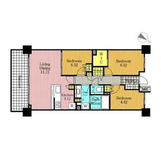 グランカーサ北浦和【6階】の間取り