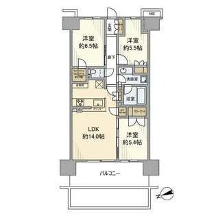 ザ・パークハウス南浦和ガーデン【11階】の間取り