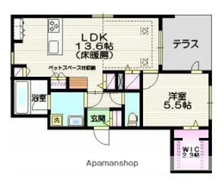 クレスコート岸町【1階】の間取り
