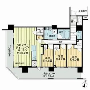 プラウドタワー武蔵浦和レジデンス【11階】の間取り