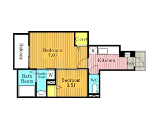ジュネス武蔵浦和 弐番館【101号室】の間取り