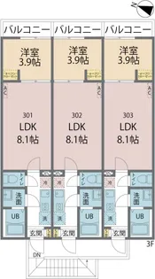 カインドネス武蔵浦和【302号室号室】の間取り