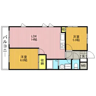フィオレッタ武蔵野【505号室号室】の間取り