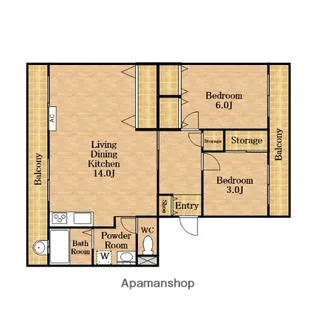 パレ・コンセール【202号室】の間取り