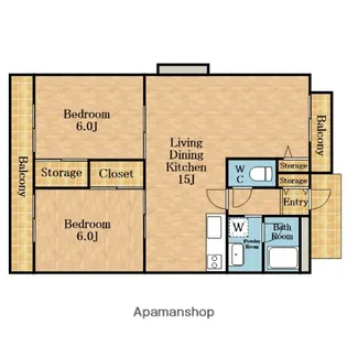 キャピタル南越谷【3E号室】の間取り