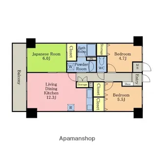 エクセラン三郷【5階】の間取り