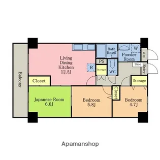 エクセラン三郷【5階】の間取り