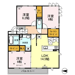 ロイジェントパークス レイクタウン Ⅲ N【1階】の間取り