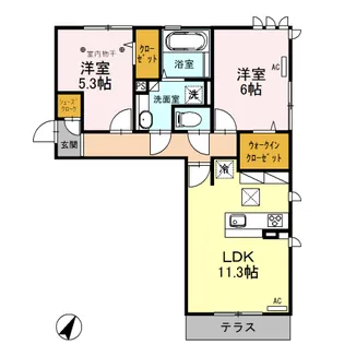 ロイジェントパークス レイクタウン Ⅱ K【1階】の間取り