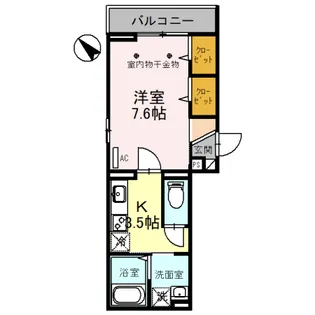 Tスクエア越ヶ谷【2階】の間取り