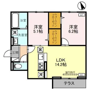 Dアヴァンス赤山【1階】の間取り
