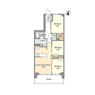 グランカーサ川口青木町公園【5階】の間取り