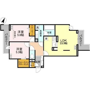 ラ・グリシーヌ・レーブ【3階】の間取り