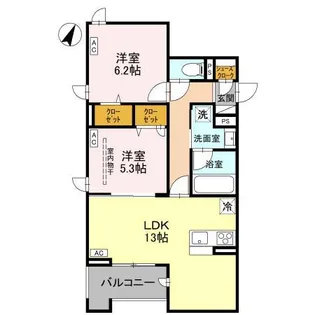 ラ・グリシーヌ・レーブ【2階】の間取り