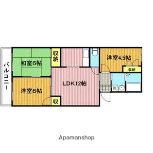 カーサ鹿手Ⅱ【1階】の間取り