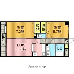 バーディーテラス仲町【1001号室】の間取り