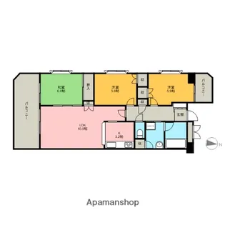 東川口ガーデンプラザ六番館【3階】の間取り