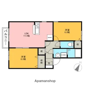 アドラーブルⅠ【2階】の間取り