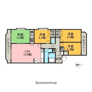 春花園五番館【1階】の間取り