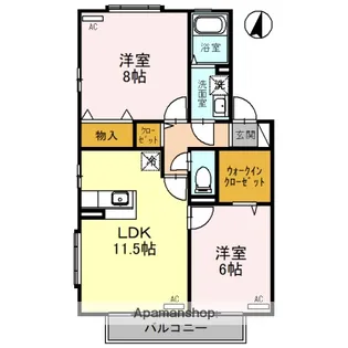 グリーンフィールズB【1階】の間取り