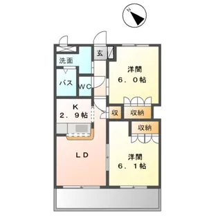 ガーデンヒルズNAKAYAMA壱番館【2階】の間取り