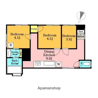 フラッツ木曽呂【1階】の間取り
