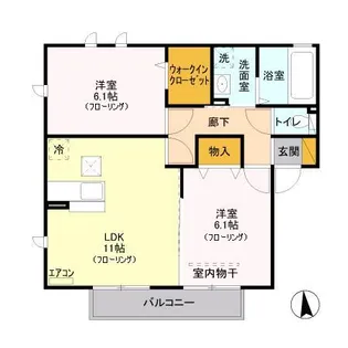 ラフレ仲道 F【1階】の間取り