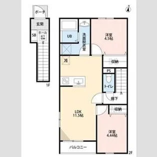 リーブルファイン緑区中野田【2階】の間取り