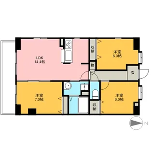 ガーデンコート浦和東【1階】の間取り