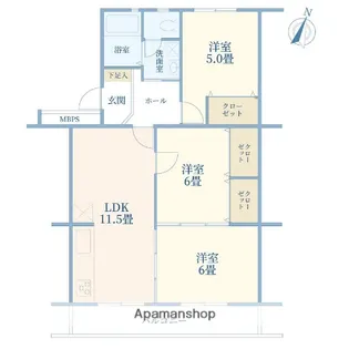 北浦和住宅2号棟【4階】の間取り