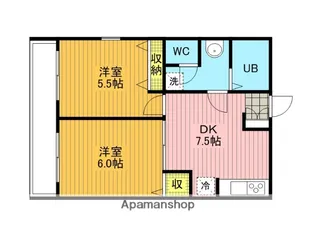 アーシア七番館【201号室】の間取り