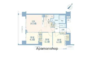 パレ浦和常盤【8階】の間取り