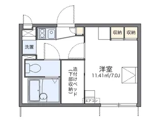 レオパレスフローラ中里【1階】の間取り
