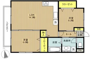 VILLA OCEAN COURT【303号室号室】の間取り