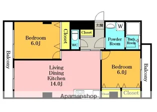 常盤大清コーポラス【3階】の間取り