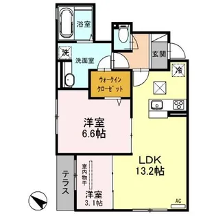 イー・エフ・レーヴ【101号室】の間取り