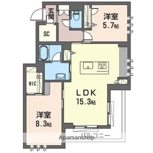 ヒュッゲ【2階】の間取り