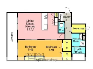 ブロッサムテラス 堀の内【201号室】の間取り