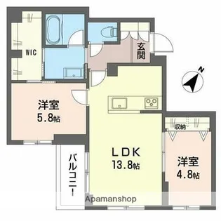 シャトー ワイエス【2階】の間取り